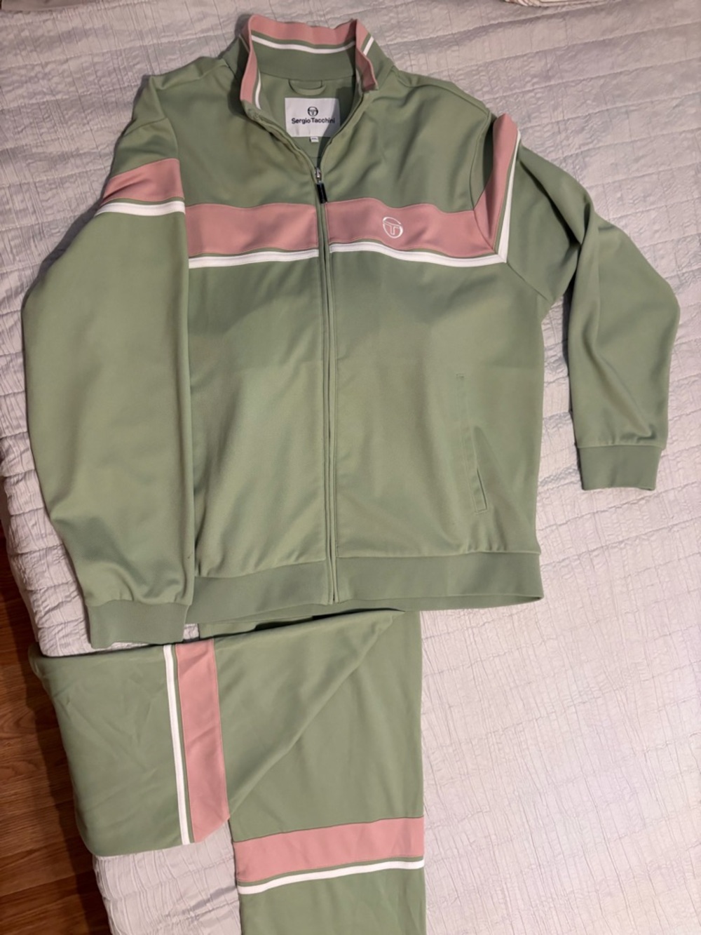 NWOT Sergio Tacchini Sage Green & Blush Pink Retro Track Set